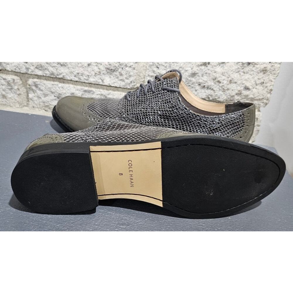 Cole Haan Snake Skin Oxfords, Patent leather, Olive green, Women’s Sz 8 - Picture 3 of 7